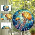 thumbnail image 4 of NEW HABIITS DIY Dotted Diamond Pendant, Diamond Art Painting Creative Design Round Home Decoration Pendant (Double-Sided Pattern, Single-Sided Dotted Diamond)-Jellyfish, 4 of 12