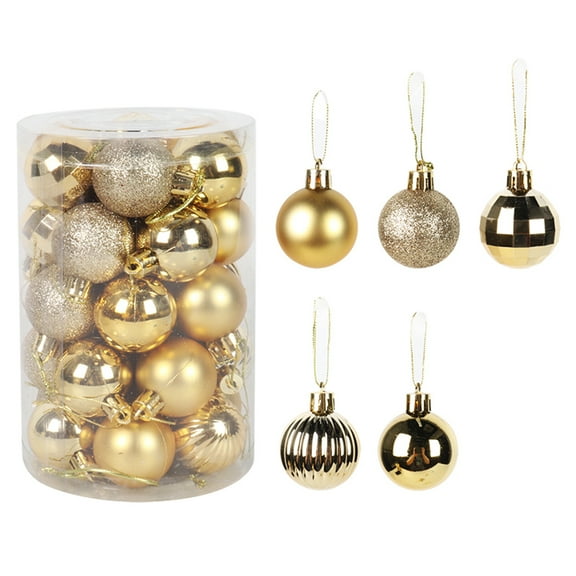 Christmas Ball Ornaments,34 Pieces Xmas Tree Shatterproof Ornaments with Hanging Loop for Holiday and Party Deocation,Gold