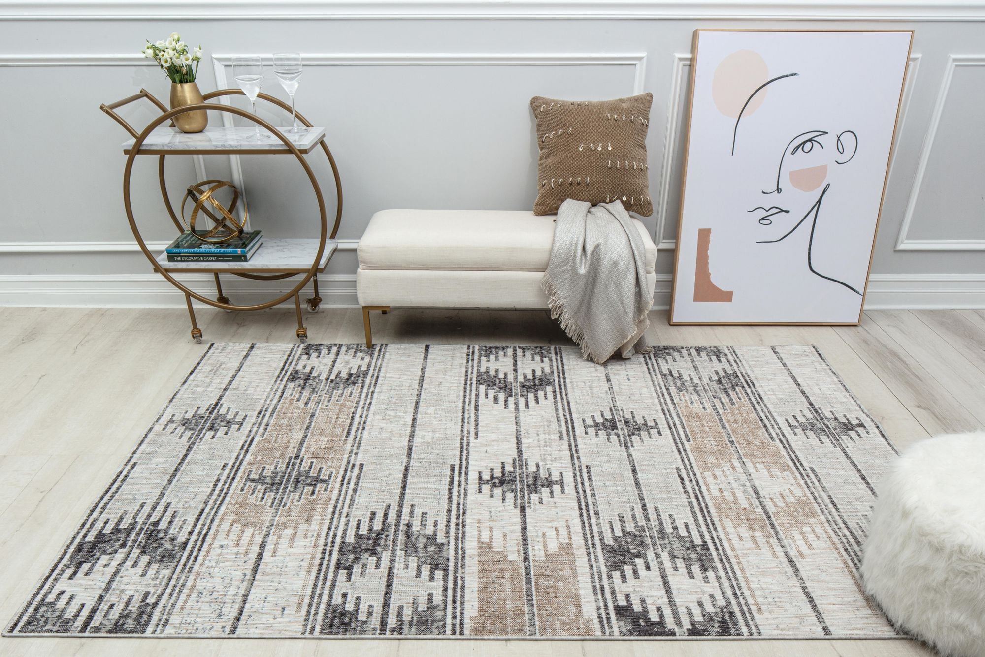 Mason Brooks Cressida CA55A Coastal Fog Moroccan Tribal Gray Area Rug, 2'6" x 8'