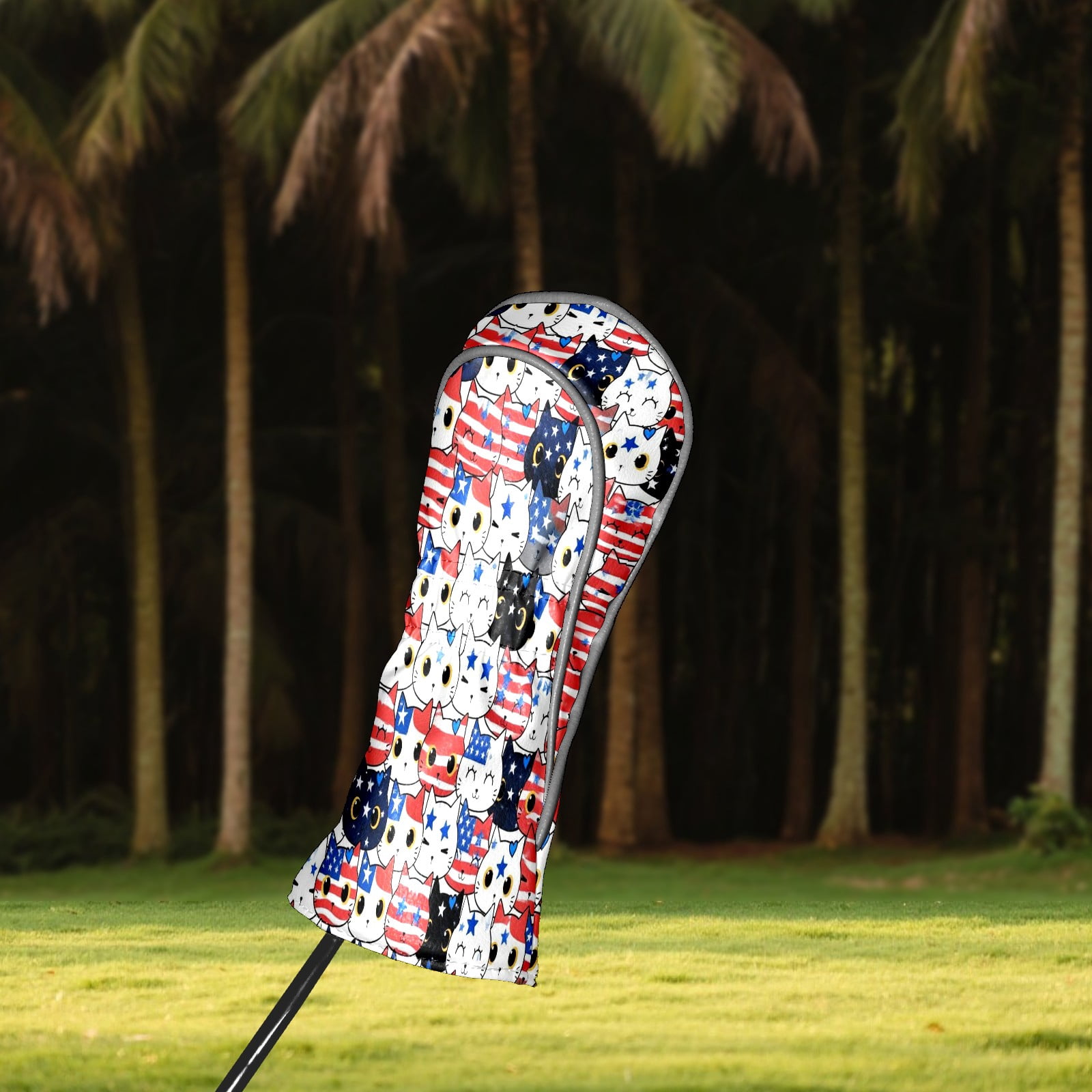 Golf Club Covers, Cartoon2 Premium PU Leather Driver Hybrid Putter Head Covers with Velvet Lining, Waterproof Golf Gifts for Men Women