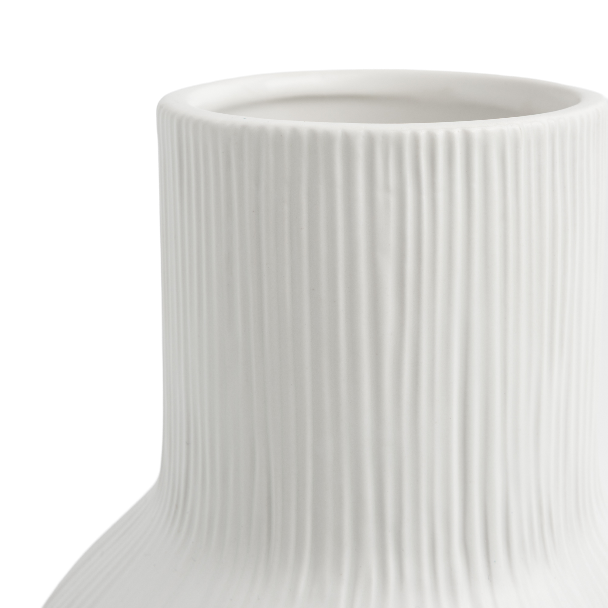 Better Homes & Gardens Soft Curve 10 in White Ribbed Ceramic Decorative Vase