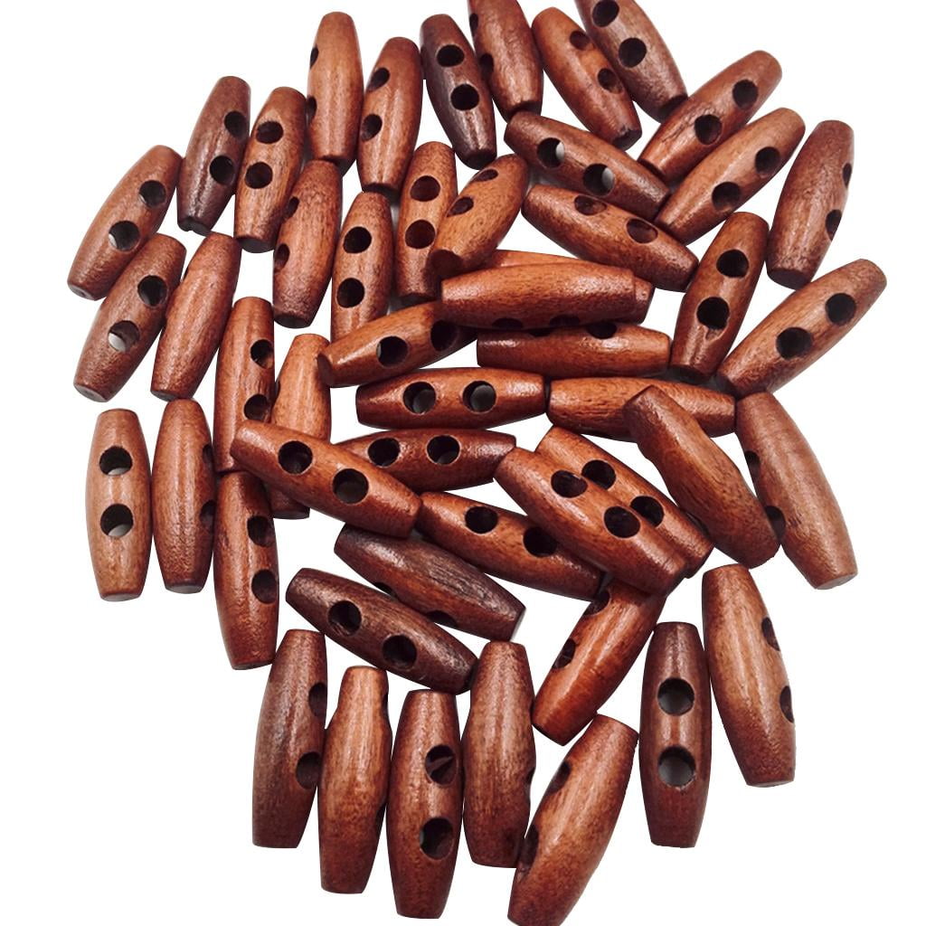 GUOOL 8x 50 Pieces Brown 2-Holes Olive Shape Wooden Buttons Sewing on Clothing Coat for Decoration