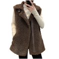 thumbnail image 2 of Fartey Womens Fuzzy Fleece Vest Casual Warm Sleeveless Zip Up Sherpa Vest Jacket with Pockets Dressy Casual Lapel Collar Vests Coats XL, 2 of 3