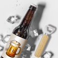 thumbnail image 4 of Abrebotellas de cerveza de acero inoxidable con mango de madera, abridor de tapas de botellas de bebidas de madera de caucho liso grabado, 4 of 6
