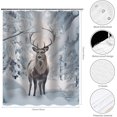 thumbnail image 2 of Winter Forest Deer Shower Curtain Snow Covered Forest Wild Animal Moose Snow Tree Wildlife Ldyllic Bathroom Decor Curtains Polyester Fabric with 12 Hook 72 X 72 inch, 2 of 6