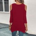 thumbnail image 5 of Kagetolytai Womens Tops 3/4 Sleeve Shirts for Women Solid Color Irregular Hem Open Shoulder T-Shirt for Spring/Summer Casual Basic Tops Pullover Blouse Top Womens Summer Tops, 5 of 8