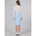 thumbnail image 5 of DARING DIVA Women's Knee Length Skirt Button Decor Slit Pencil Skirts L Sky Blue, 5 of 7