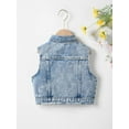 thumbnail image 4 of oqasdz Girls Vests Toddler Baby Girls Sleeveless Lapel Denim Coat Fashion Vintage Casual Outwear Top Jacket Size 9 Y-10 Y, 4 of 4