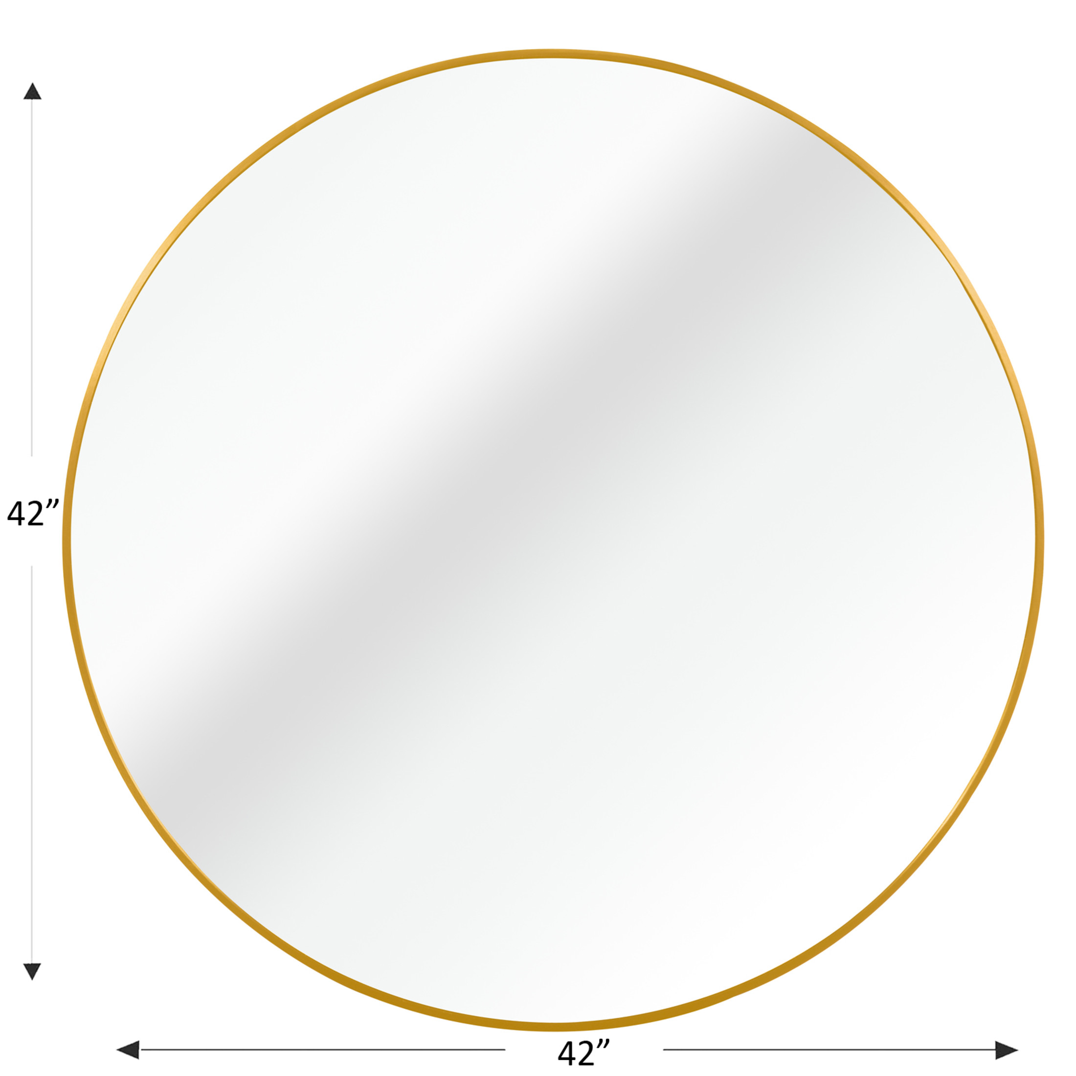 Noble House 42" Round Metal Wall Mirror, Vanity Mirror for Bathroom, Bedroom & Living Room, Gold