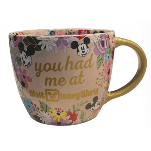 Disney Parks Mickey Mouse You Had Me At WDW Floral Coffee Mug New With Tag