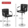 thumbnail image 3 of Set of 2 PU Leather Bar Stools Armrest Counter Stools Swivel Square Counter Height Barstools with Armrest Adjustable Hydraulic Bar Chairs with Upholstered Back & Seat, Black, 3 of 7