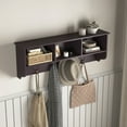 thumbnail image 5 of Espresso Wall Mounted Coat Rack with 4 Dual Hooks - Wooden Storage Shelf for Entryway & Living Room, 5 of 19