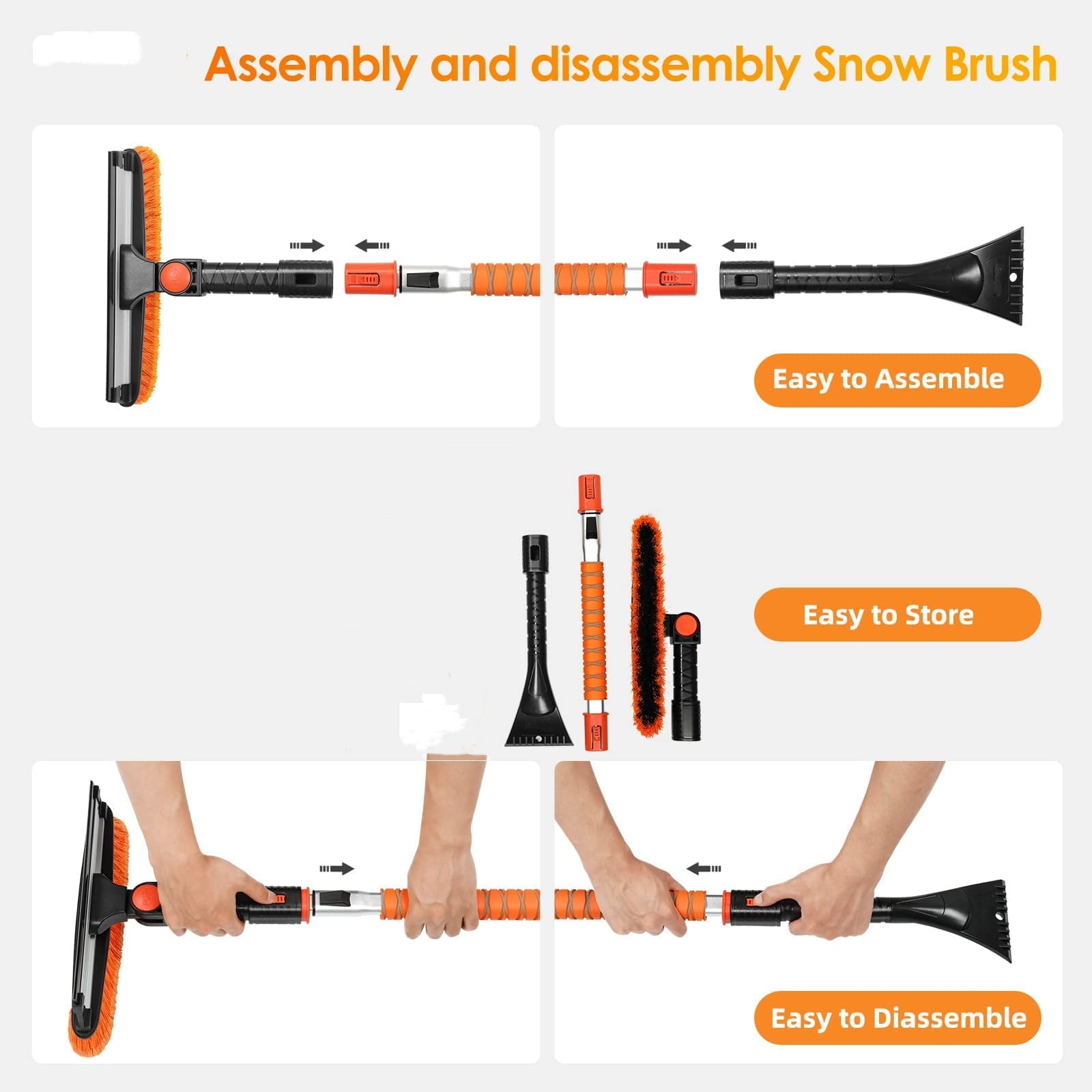 Joraky 3-in-1 Extendable 31 to 40 Car Snow Ice Scraper and Snow