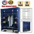 thumbnail image 2 of [New Item] Closet Shelves, Portable Non-Woven Fabric Garment Clothes Wardrobe Closet Organizer Shelf Rack, DIY Armoire Storage with Hanging Rod (5 Layer 12 Compartment)-Gray, 2 of 14