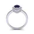 thumbnail image 3 of SuperJeweler 1 Carat Pear Shape Amethyst and Double Halo Diamond Ring In Sterling Silver For Women, 3 of 6