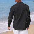 thumbnail image 7 of Puztloy Men Shirt Cotton Linen Long Sleeve Henley T-Shirt Casual Beach Tee,2025 Fall, 7 of 7