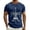 Blue, variant on French Print Short Sleeve T Shirt Casual Summer Top