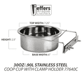 thumbnail image 2 of Jeffers Stainless Coop Cup Bowl with Clamp | 30oz/.90L, 2 of 5