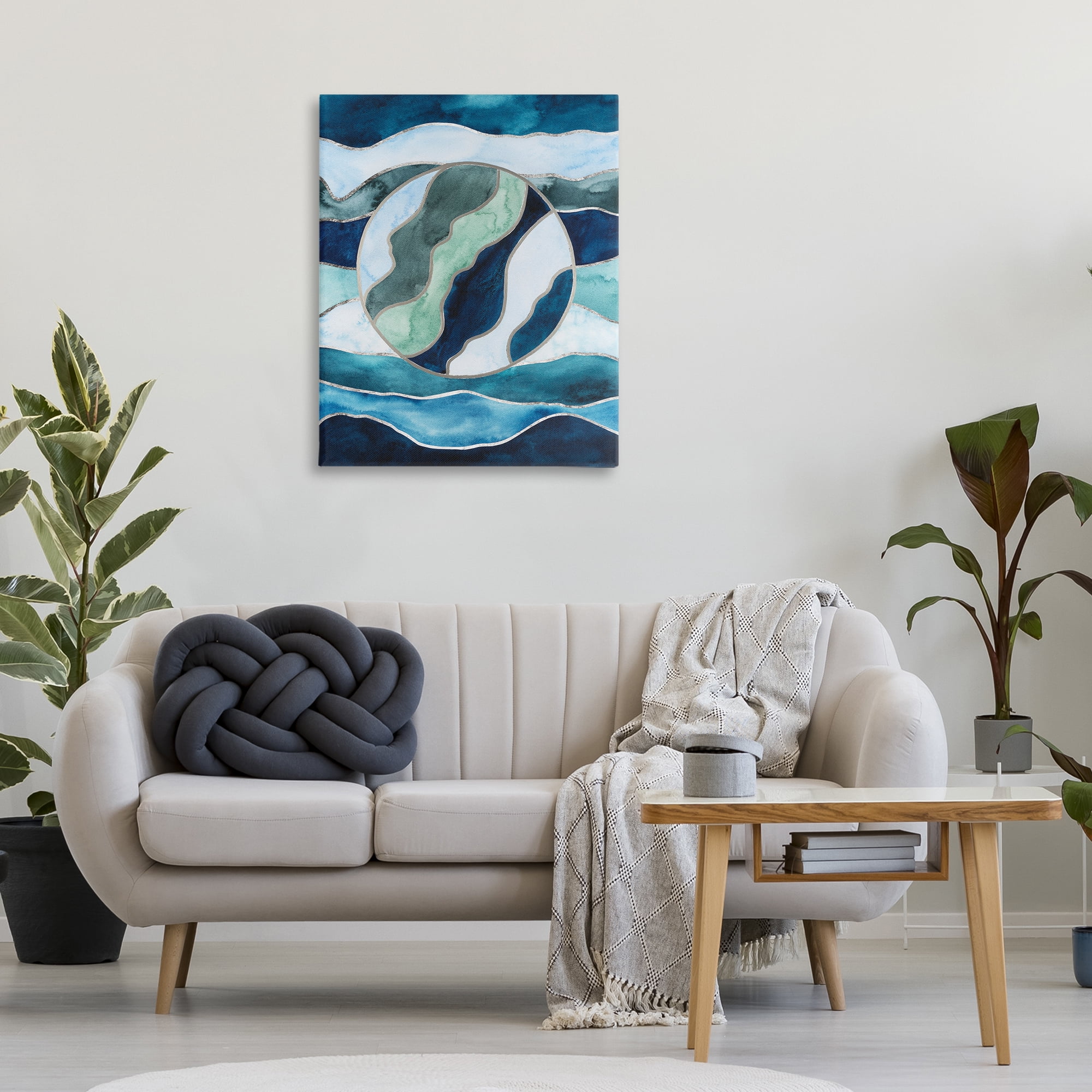 Stupell Industries Stained Glass Circle Impression Abstract Painting Wrapped Canvas Art Print Wall Art, 30 x 40