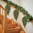 thumbnail image 5 of 2 Pcs 27.5" Norfolk Pine Christmas Swag, with Bell Teardrop Swag, Christmas Teardrop Wreath for Door Window Mantle Fireplace Wall Indoor & Outdoor Home Decor & Christmas Decorations, 5 of 7