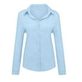thumbnail image 2 of Douhoow Women Loose Shirt Casual OL Blouse Long sleeve V Neck Button Up Shirt Tops S-XXXL, 2 of 4
