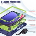 thumbnail image 5 of Case for Samsung Galaxy Tab S10+ Plus/S9+/S9 FE Plus/S8+/S7+ 12.4 inch, 360 Degree Rotating Hand Grip Shockproof Cover with Shoulder Strap, NavyBlue Lime, 5 of 7