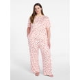 thumbnail image 2 of Joyspun Women's Dreamy Soft Collection Short Sleeve Sleep Top and Open Leg Pants Set, 2-Piece, Sizes XS-3X, 2 of 5