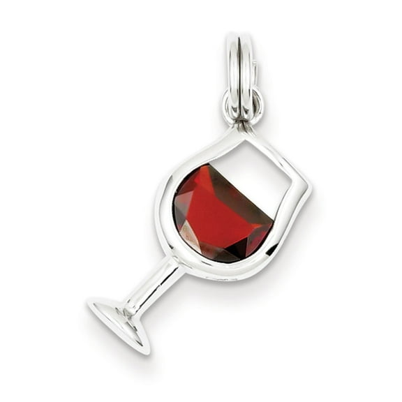 FJC Finejewelers Sterling Silver Red Cubic Zirconia Wine Glass Charm