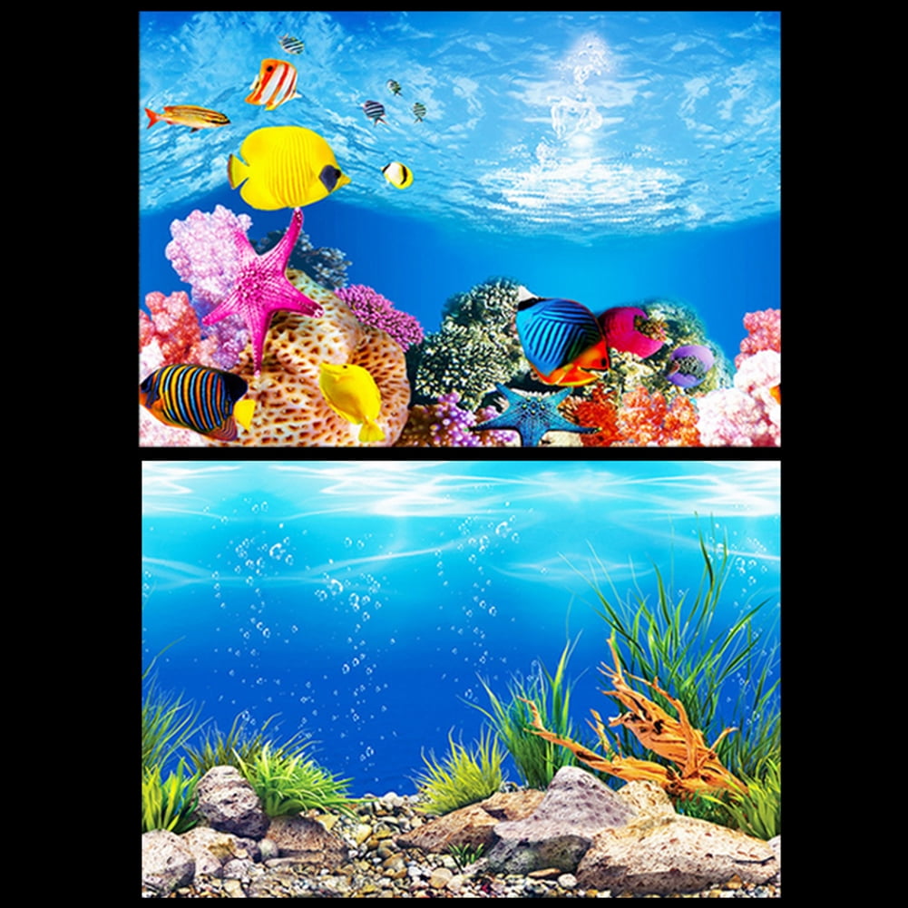 Livelike Aquatic Stone Fish Tank Poster Water Grass Aquatic Underwater Poster Aquarium Wall Decoration 2# koulate Coral Aquarium Background Sticker