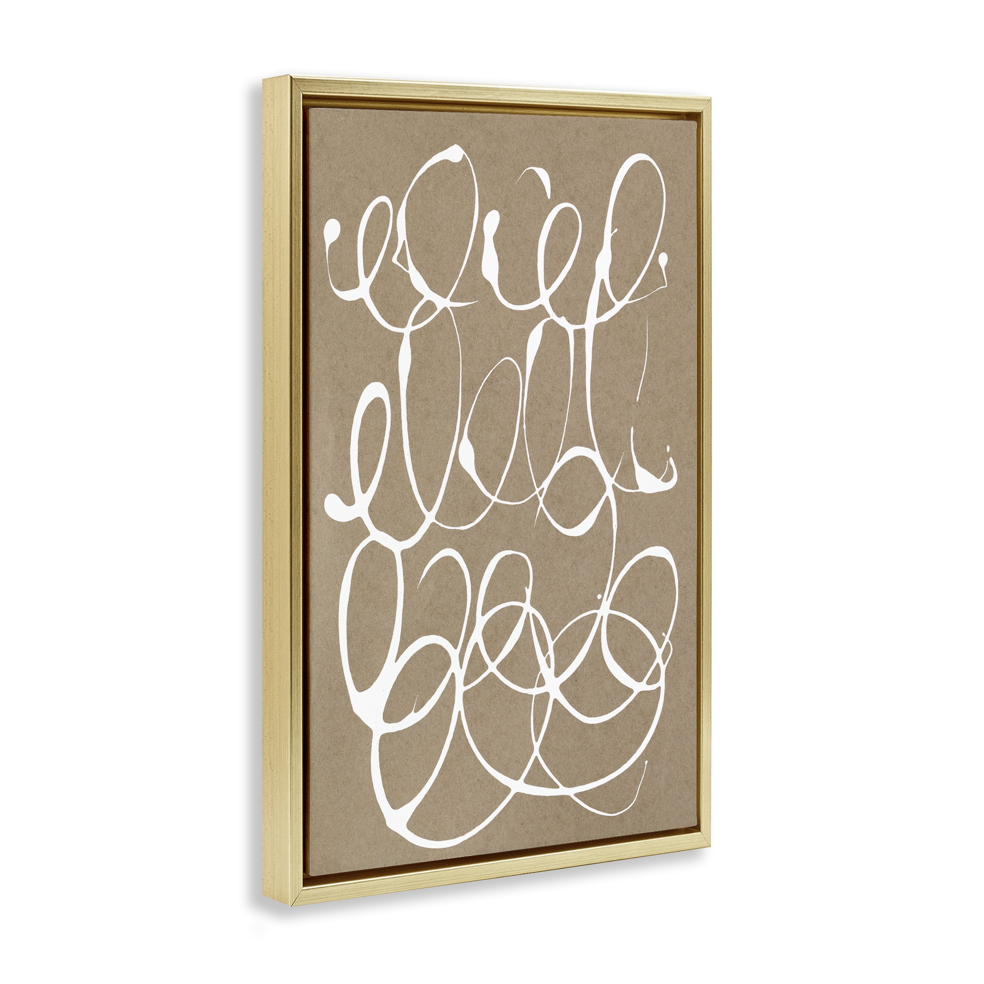 Stupell Industries Scribbled Taupe Circles Gold Framed Floater Canvas Wall Art, design by Susan Bryant