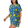 thumbnail image 2 of Balery Rubber Duck Pattern Womens Pajama Sets 2 Piece Soft Short Sleeve Top and Shorts Sleepwear Round Neck Pjs Lounge Set with Pockets-Large, 2 of 7