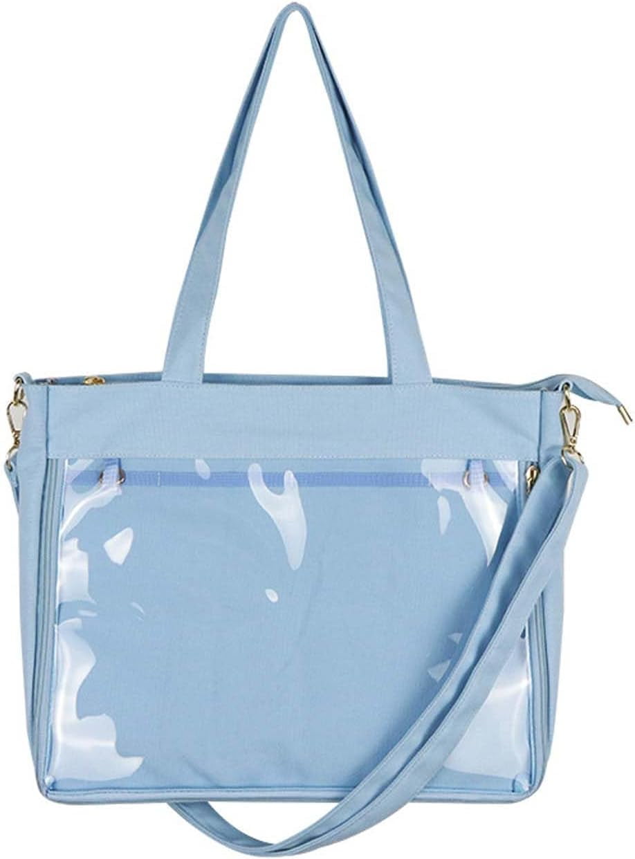 Baguery Ita Bag Canvas Shoulder Tote - Large Transparent Display Window Kawaii Anime Purse, Adjustable Crossbody Bag