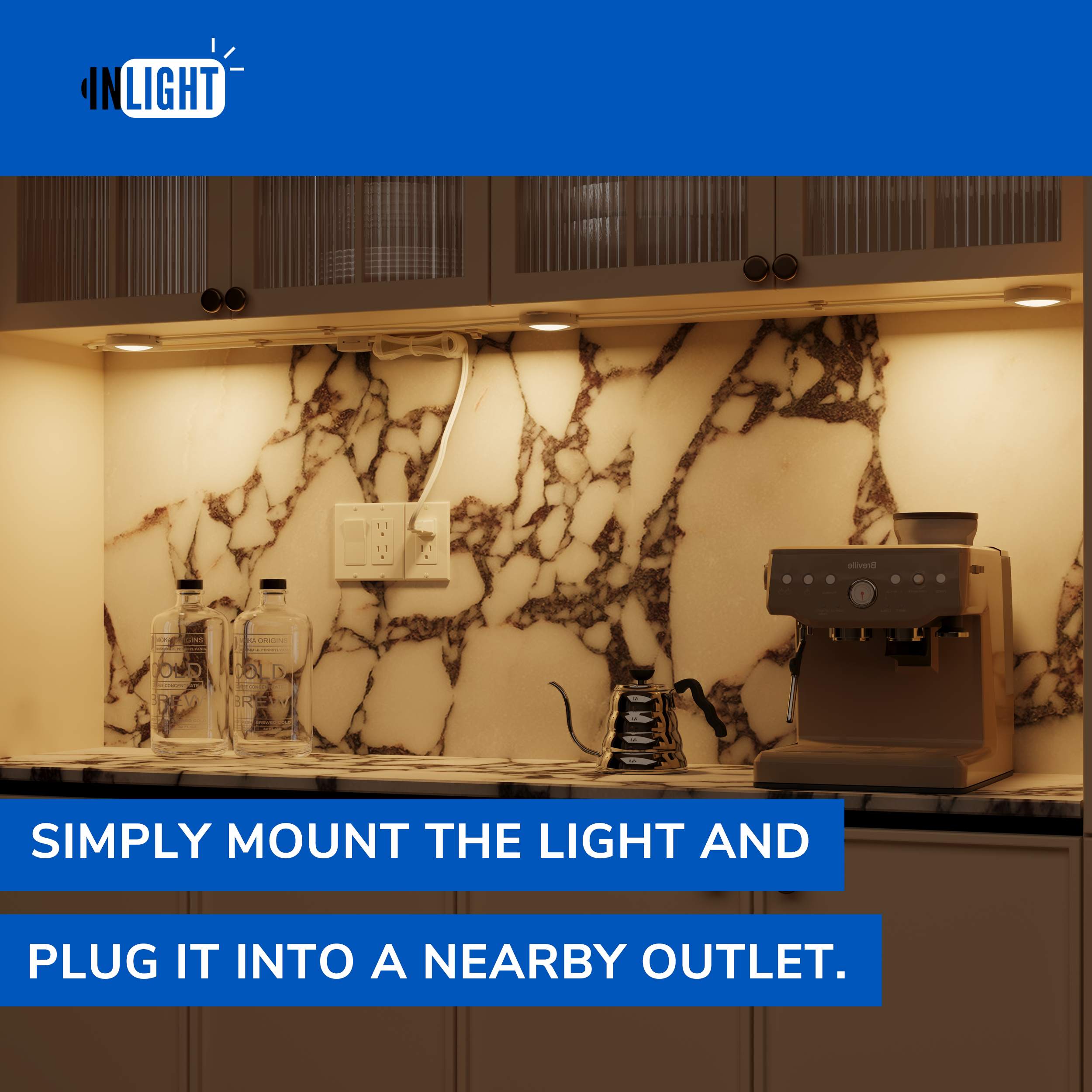 Inlight Plug-in LED Puck Lights, Surface Mount Only, Pre-Wired, 3000 K, Pack of 3, IN-0106-3-WH