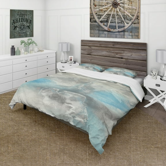 Designart 'Watercolor Minimal Blue Tones I' Cottage Duvet Cover Set