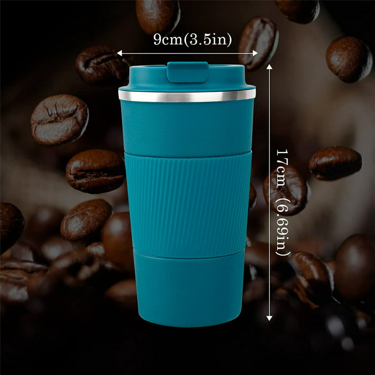  Travel Coffee Mug Spill Proof Leakproof 12 oz Insulated Coffee  Mug with Screw Lid, Stainless Steel Vacuum Tumbler Reusable Thermal Coffee  Cup to go for Hot and Cold Drinks -380ml,Blue 