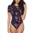 thumbnail image 1 of Balery mushroom colorful Skull Body de cuello redondo de manga corta para mujer Tops de manga corta Tops básicos-Medium, 1 of 7