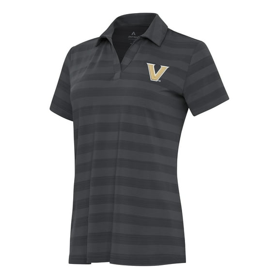 Women's Antigua Charcoal Vanderbilt Commodores Tunnel Polo