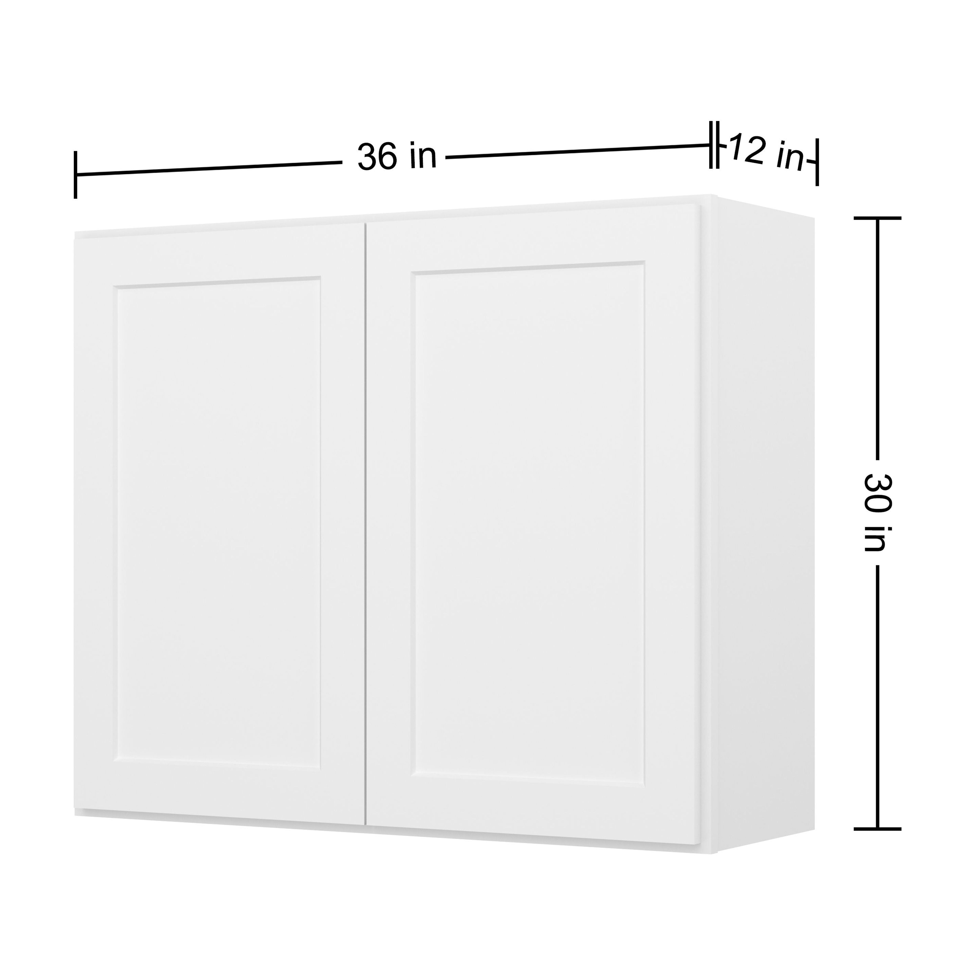 Furinno Shaker Wall Kitchen Cabinet 2 Doors-2 Shelves, Ready to Assemble, 12 D x 36 W x 30 H, White