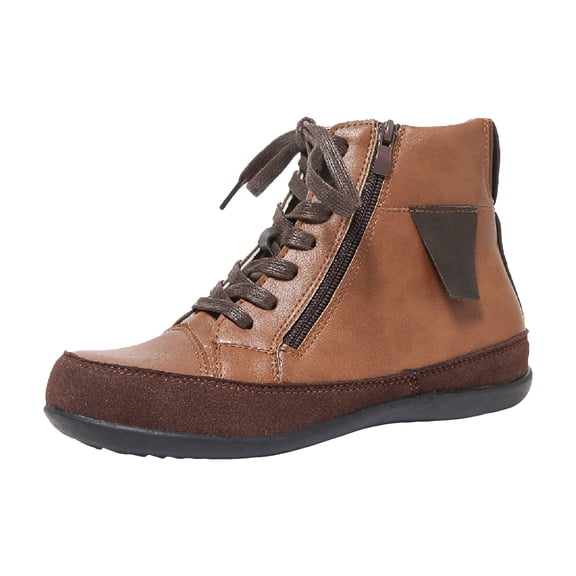 Women's Plus Size Round Head Side Zipper With Plush Winter Leather Boots