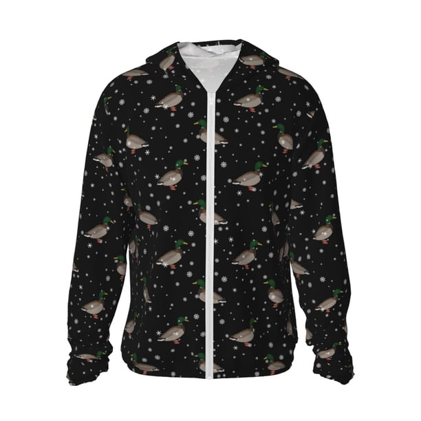 Fotbe Mallards And Snowflakes Chaqueta con Protección Solar UPF 50+ para Hombre y Mujer, Camisa con Capucha y Bolsillos-Medium