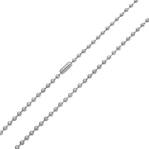 Unisex Men's Link Strong Silver Tone Stainless Steel Shot Bead Ball Chain Necklace for Men Teens Women 24 Inch 3MM