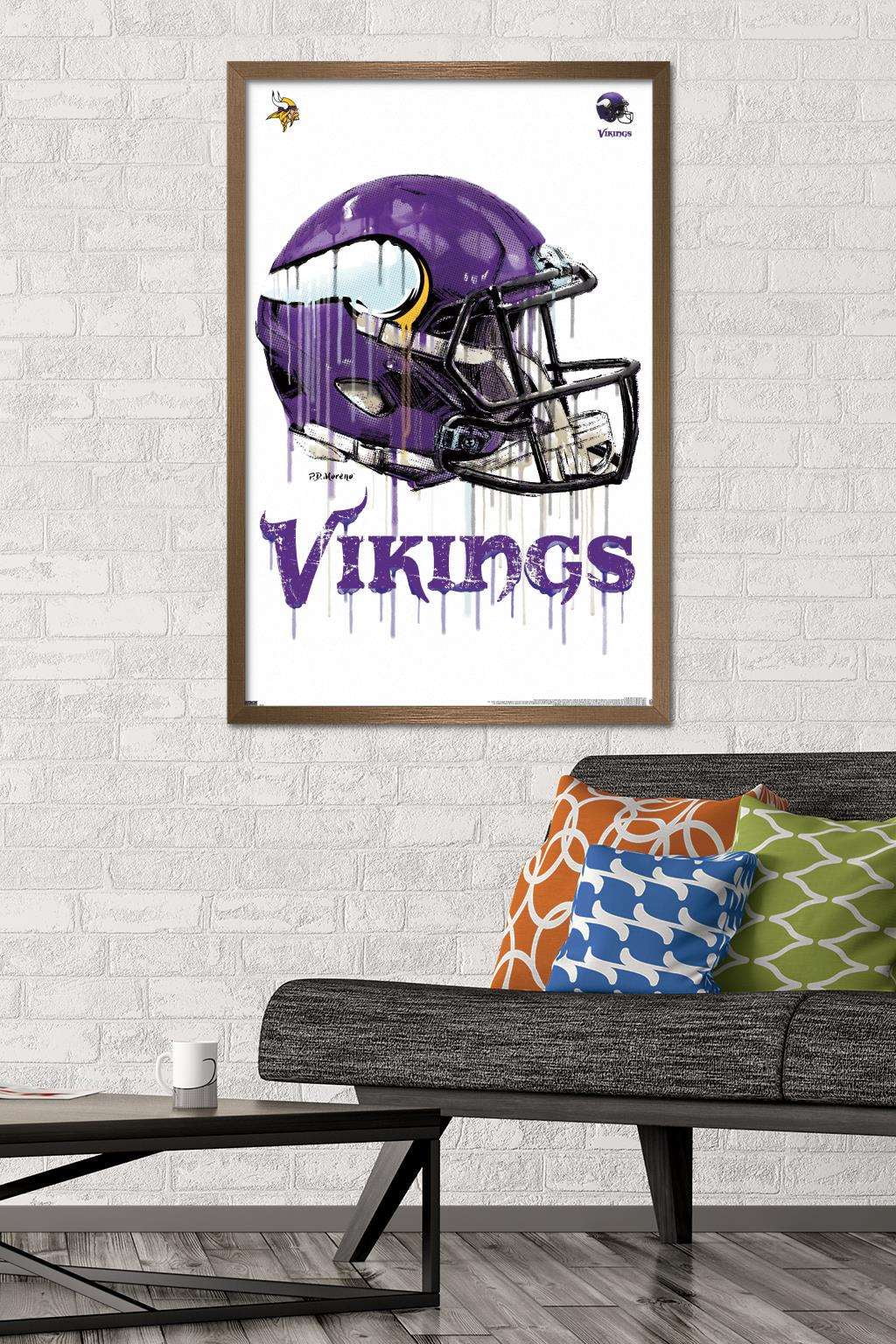 NFL Minnesota Vikings - Drip Helmet 20 Wall Poster, 22.375" x 34", Framed
