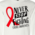 thumbnail image 4 of Inktastic Never Stop Fighting Stroke Awareness Red Ribbon Long Sleeve T-Shirt, 4 of 5