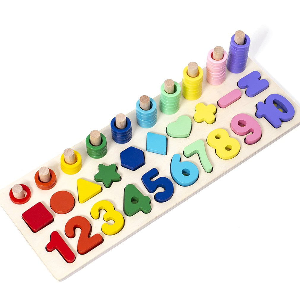 Montessori Number Wooden Kids Puzzle Count Fishing Learning Educational Math 