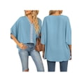 thumbnail image 4 of SAYOO Dolman manga cuello en V mujer #39;st - camisa gasa suelta Split verano Street Top SAYOO moda, 4 of 6