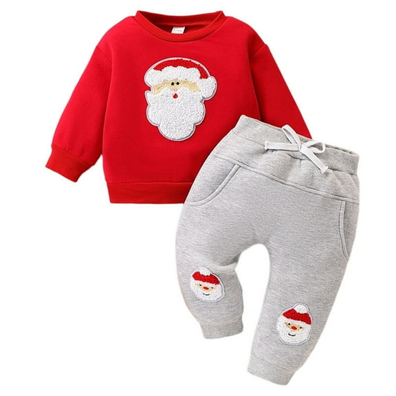 Afdoent Kid Boys Clothes Christmas Baby Boy Girl Outfit Xmas Fall Winter Pullover Sweatshirt Warm Pant Toddler Baby Christmas Clothes 6-12 Months