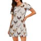 thumbnail image 1 of Balery Various Chicken Camisón de manga corta con cuello redondo para mujer, cómodo y elegante., 1 of 6
