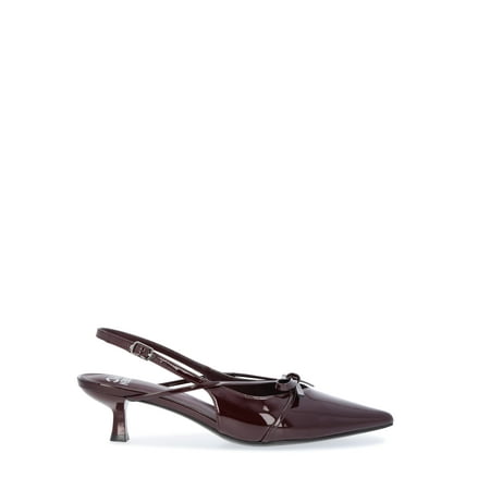 Madden NYC Women's Shiny Faux Leather Slingback Heels with Bow