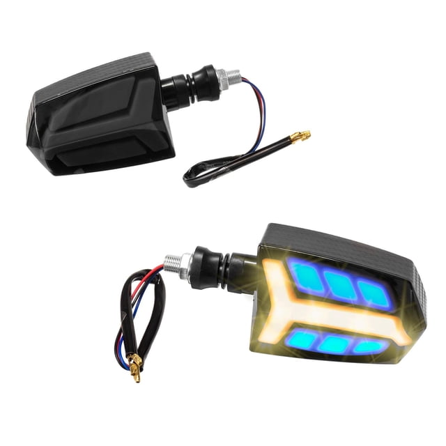 Direccionales Focos Led Azul/Amar Moto Universal Kinlley negro