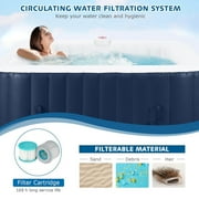 4-6 Person Outdoor Portable Inflatable Heated Hot Tub with 130 Bubble Jets, Square Inflatable Heated Pool Spa with Insulated Cover, Insulated Cover and Carry Bag, Blue